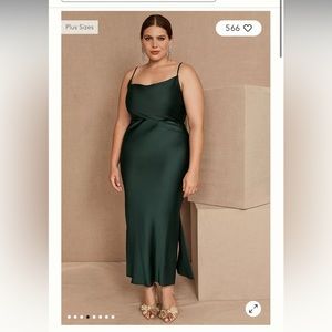 Anthropologie BHLDN Cali Satin Cowl-Neck Midi Slip Dress